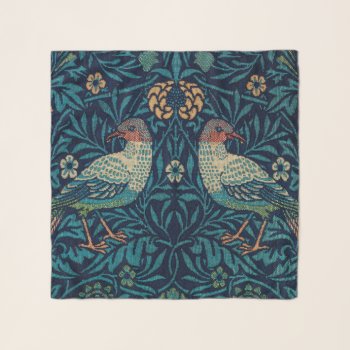 Birds William Morris. Blue Animal Vintage Pattern Scarf by RemioniArt at Zazzle