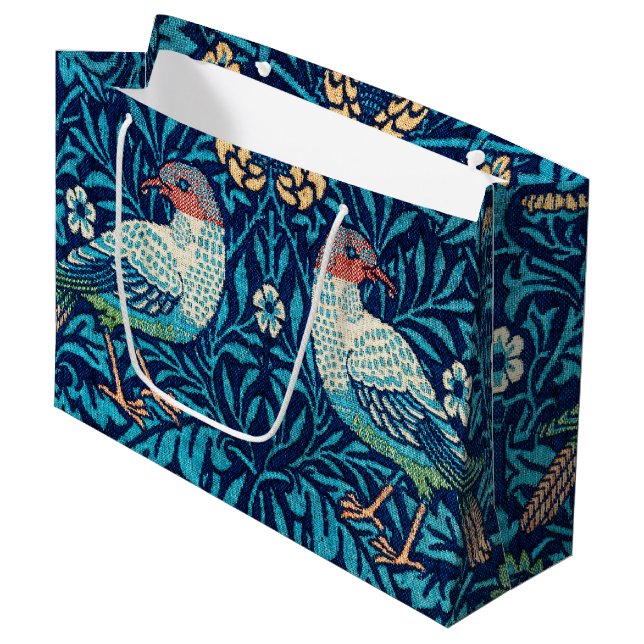 Birds, William Morris Large Gift Bag (Front Angled)