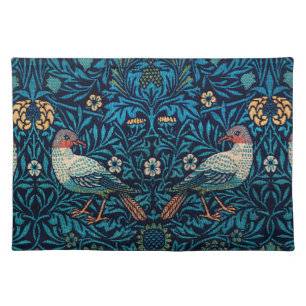 Birds William Morris Vintage Blue Pattern Cloth Placemat