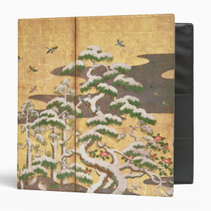 Birds with Autumn and Winter flowers 3 Ring Binder