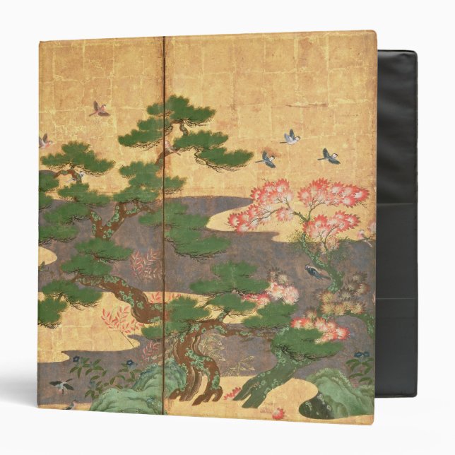Birds with Autumn and Winter flowers 3 Ring Binder (Front/Inside)