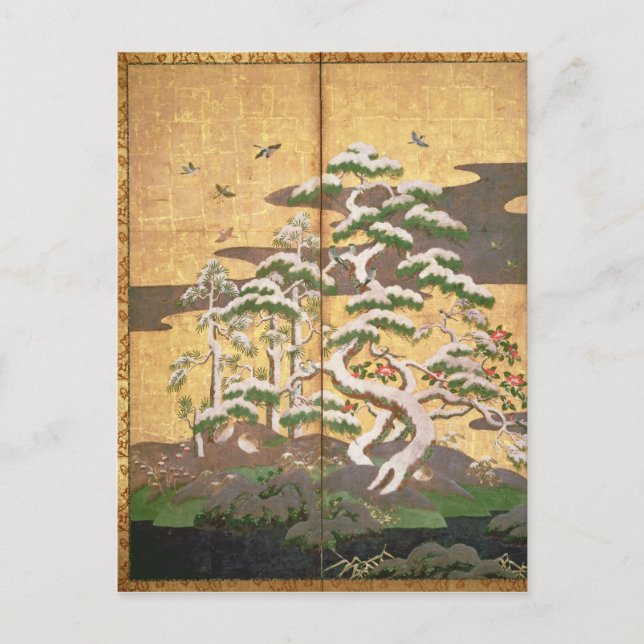 Birds with Autumn and Winter flowers Postcard (Front)