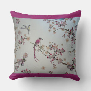 Birds with Cherry Blossoms Throw Pillow