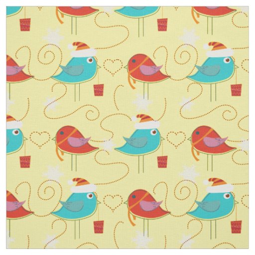 Birds with Christmas gifts Fabric