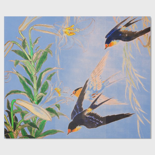 BIRDS WITH LILY WRAPPING Paper (Flat)