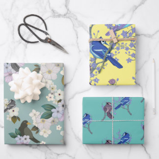 Birds wrapping paper sheets