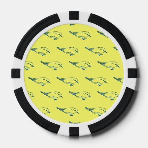 Birds yellow blue poker chips