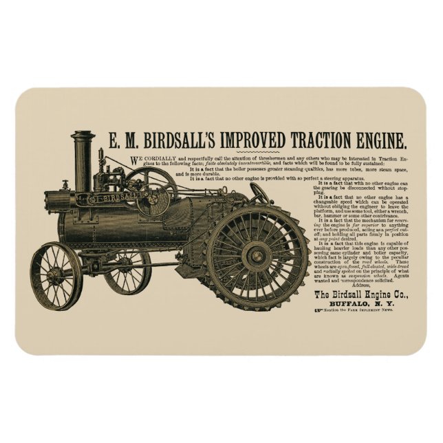 Birdsall's Steam  Engine Traction 1889 Tractor Magnet (Horizontal)