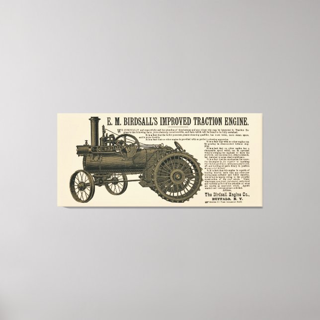 Birdsall's Steam Traction Engine 1889 Farm Tractor Canvas Print (Front)