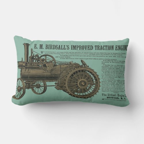 Birdsalls Steam Traction Engine 1889 Farm Tractor Lumbar Pillow