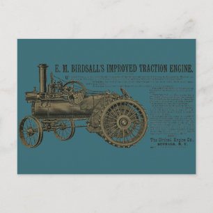 Birdsall's Steam Traction Engine 1889 Farm Tractor Postcard