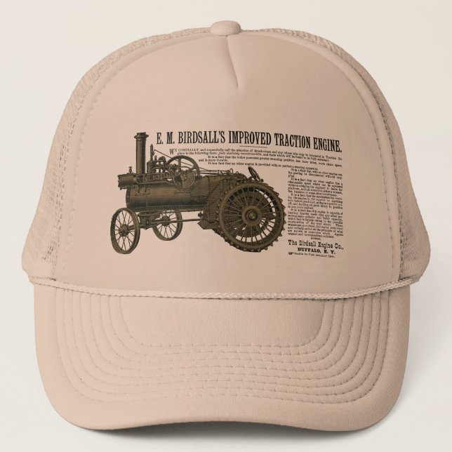 Birdsall's Steam Traction Engine 1889 Farm Tractor Trucker Hat (Front)