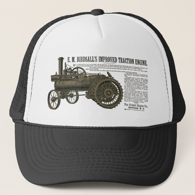 Birdsall's Steam Traction Engine 1889 Farm Tractor Trucker Hat (Front)