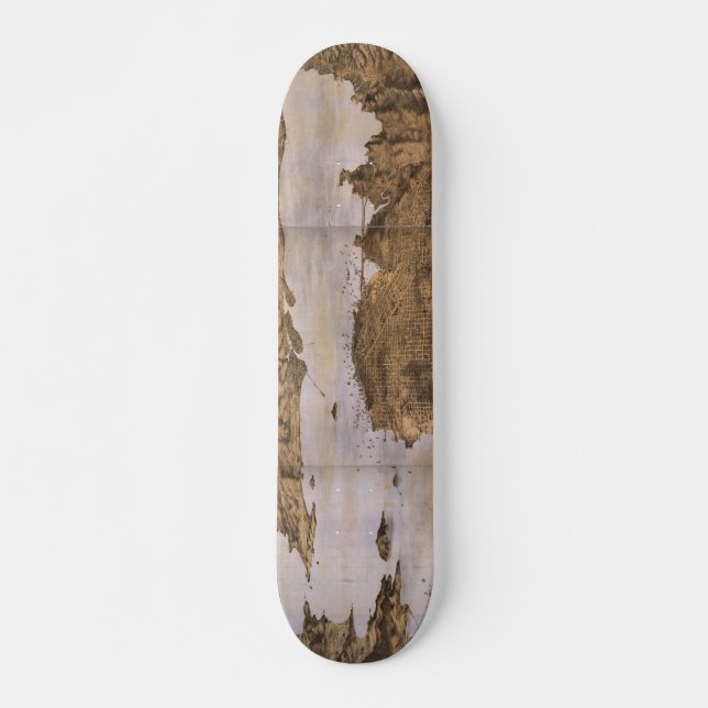 Birdseye View of San Francisco California (1876) Skateboard Deck (Front)