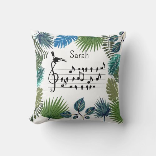 Birdsong toucan customizable      throw pillow