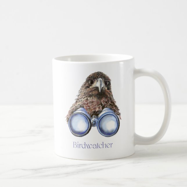 Birdwatcher Hawk Bird Watching You Humor Coffee Mug (Right)
