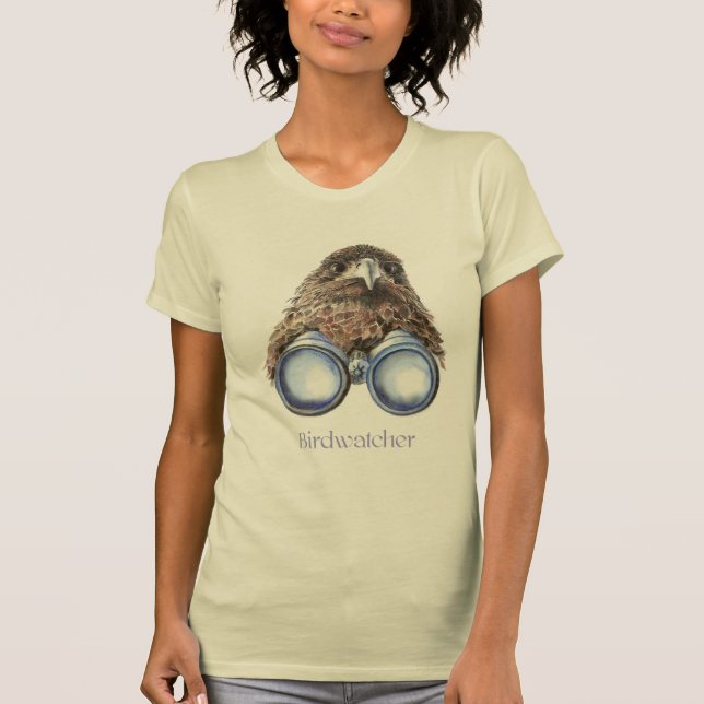 Birdwatcher Hawk Bird Watching You Humor T-Shirt (Front)