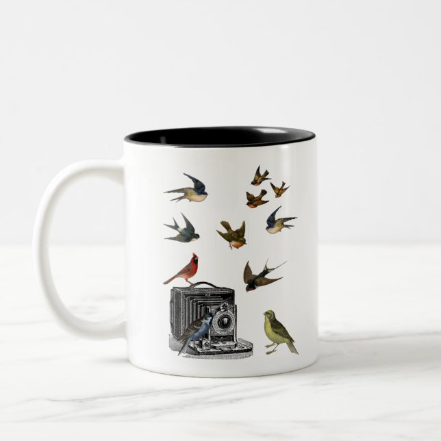Birdwatching gifts ornithologist twitcher Birdlove Two-Tone Coffee Mug (Left)