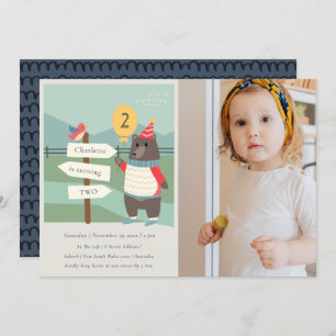 Birdy Bear Milestone Any Age Photo Birthday Invite