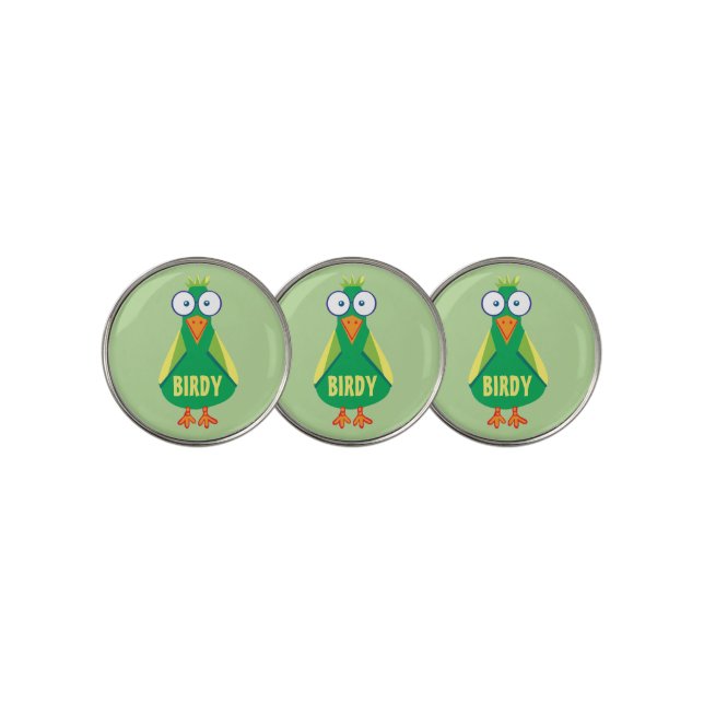 "Birdy" cartoon bird golf term Ball Marker (3 Up)