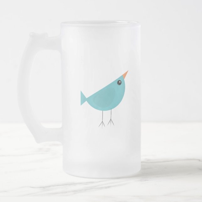 Birdy Frosted Glass Beer Mug (Left)