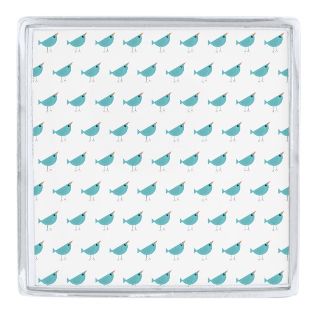 Birdy   silver finish lapel pin (Front)