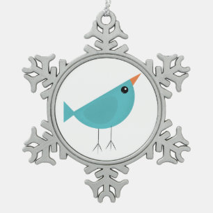 Birdy  snowflake pewter christmas ornament