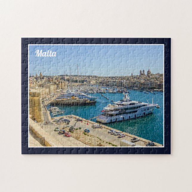 Birgu Waterfront Vittoriosa Marina St Angelo Malta Jigsaw Puzzle (Horizontal)