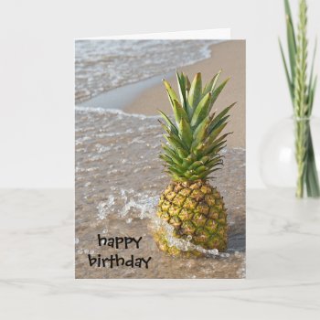 Birhtday Pineapple On The Beach Card by dryfhout at Zazzle
