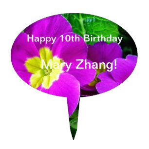 birhtday, pretty purple flowers cake topper