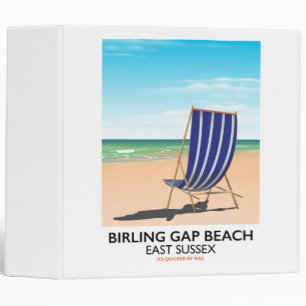 Birling Gap Bea, East Sussex vintage travel poster 3 Ring Binder