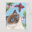 Birman Cat and Butterfly painting Postcard
