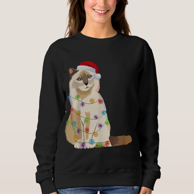 Birman Cat Christmas Lights Xmas Cat Lover Santa H Sweatshirt (Front)
