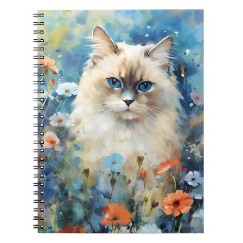 Birman Cat colorful watercolor artwork Notebook