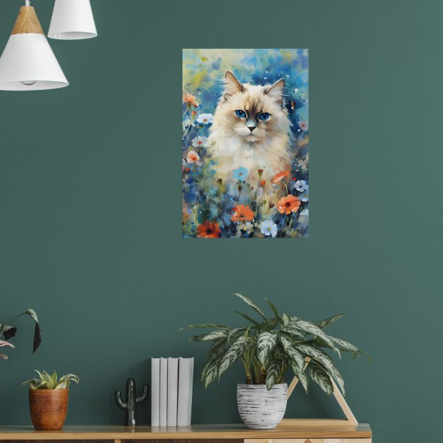 Birman Cat colorful watercolor artwork Poster (Living Room 1)