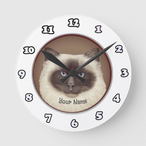 Birman Cat custom name clock