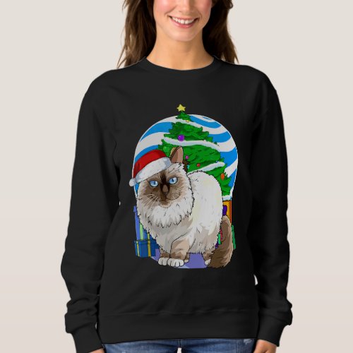 Birman Cat Cute Santa Christmas Tree Decor Sweatshirt