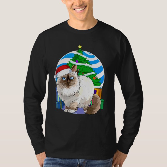 Birman Cat Cute Santa Christmas Tree Decor T-Shirt (Front)