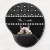 Birman Cat Diamonds On Black Gel Mouse Pad