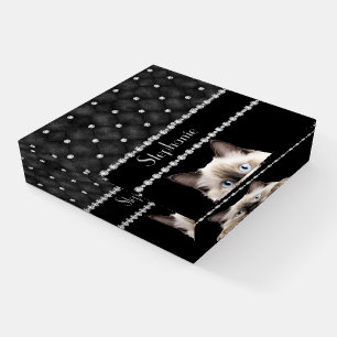 Birman Cat Diamonds On Black Paperweight
