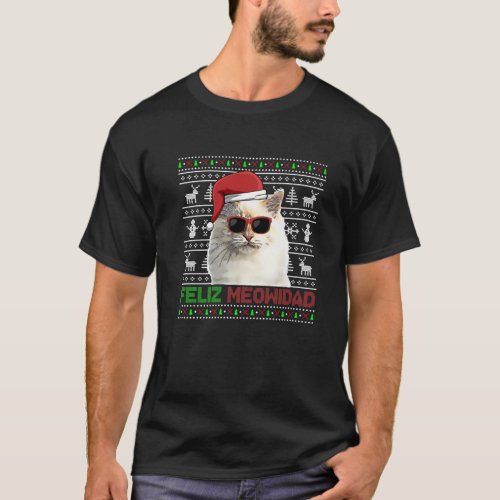 Birman Cat Feliz Meowidad Funny Christmas T_Shirt