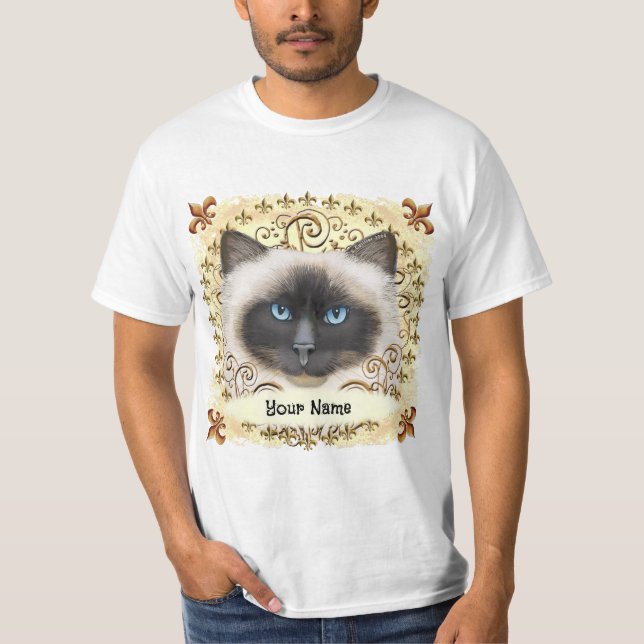 Birman Cat Fleur De Lis  T-Shirt (Front)