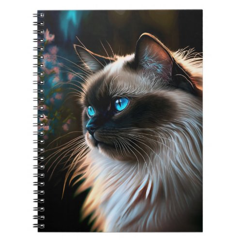 Birman Cat in Floral Oils Notebook