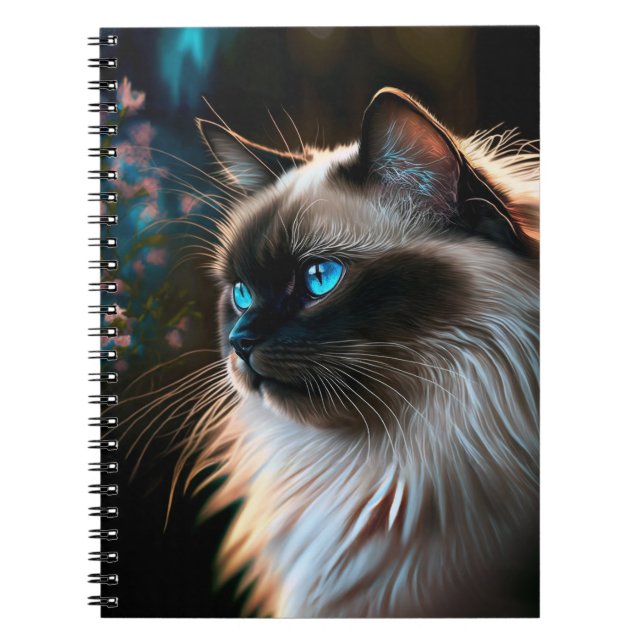 Birman Cat in Floral Oils Notebook (Front)