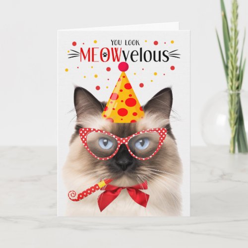 Birman Cat MEOWvelous Birthday Card