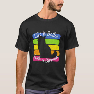 Birman Cat Mom Retro Sunset Vintage Aesthetic Desi T-Shirt