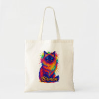 Birman Cat Pop Art – Vibrant Neon Rainbow Illustra