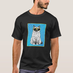 Birman Cat Portrait Pop Art Cat With Sunglasses T-Shirt