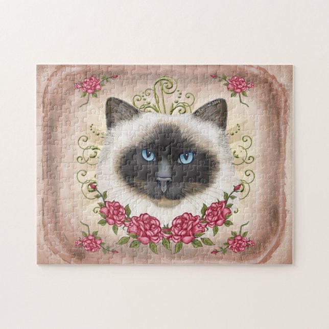 Birman Cat Roses  jigsaw puzzle (Horizontal)