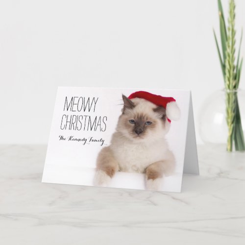 Birman Cat Santa Holiday Card